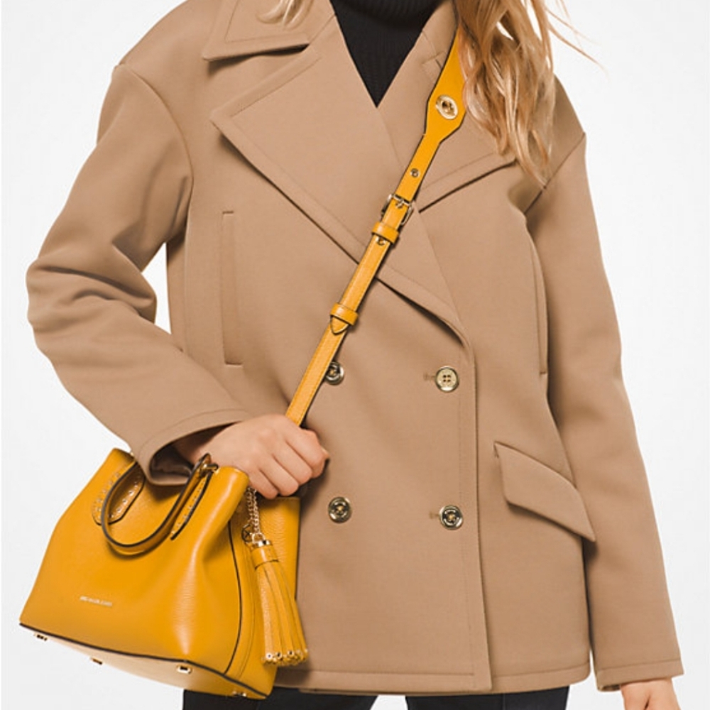 Michael Kors Stretch-Twill Peacoat Camel Jacket Coat